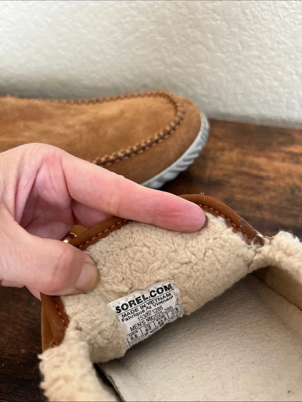 Sorel Dude Moc slippers with rubber soles
